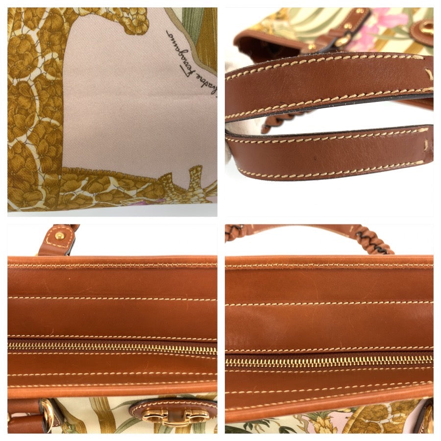 26269
Salvatore Ferragamo サルヴァトーレフェラガモ レオーパード 豹柄 アニマル柄 マルチカラー ブラウン ゴールド金具 ナイロン / レザー AU-21/C 563 トートバッグ ハンドバッグ レディース A42