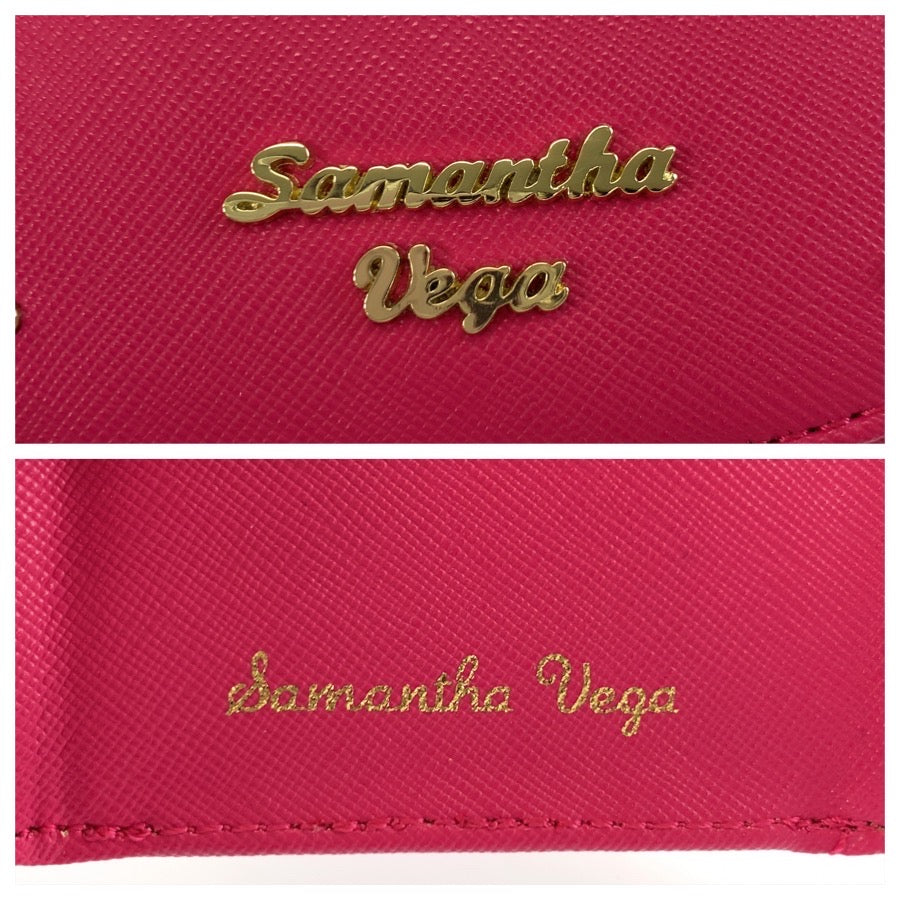 26270
Samantha Vega サマンサベガ ピンク ゴールド金具 レザー 折財布 コンパクトウォレット レディース A3