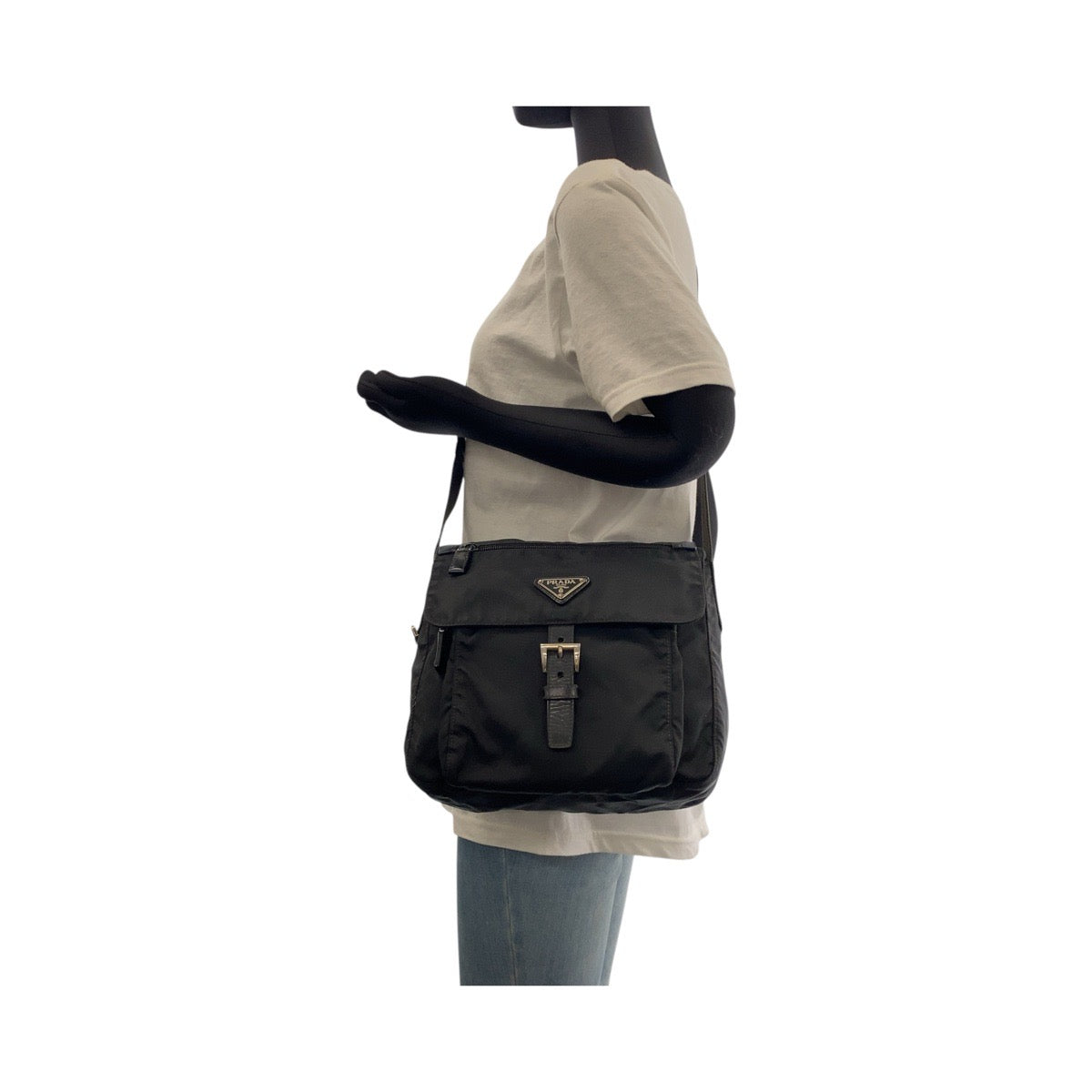 26275
PRADA プラダ テスート 三角ロゴプレート ブラック 黒 シルバー金具 ナイロン ショルダーバッグ ポシェット メンズ ABP