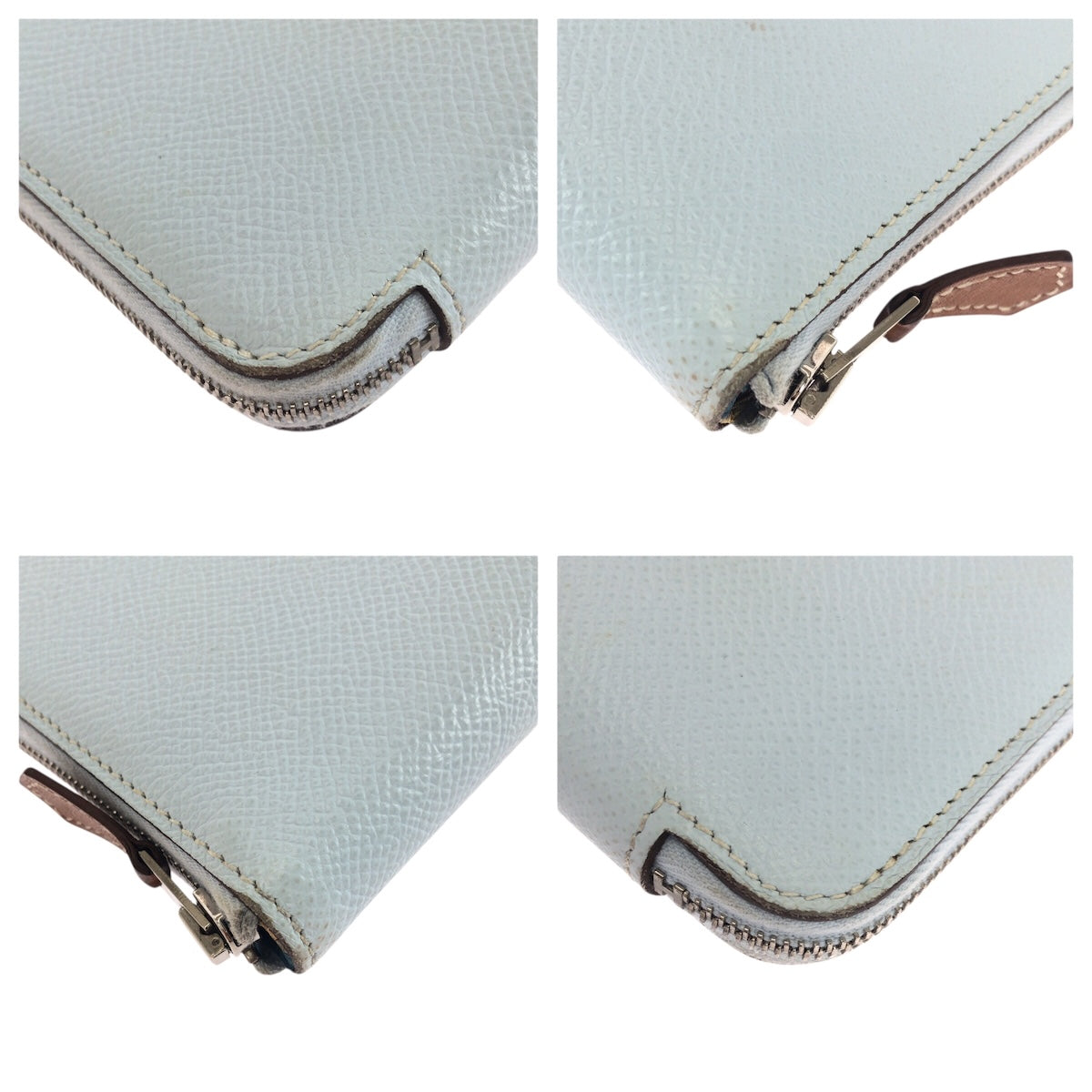 26277
HERMES エルメス アザップ シルクイン ロング ライトブルー シルバー金具 ヴォーエプソン / シルク 長財布 ラウンドファスナー Z刻印 レディース ABP48