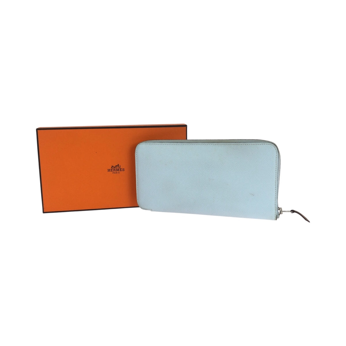 26277
HERMES エルメス アザップ シルクイン ロング ライトブルー シルバー金具 ヴォーエプソン / シルク 長財布 ラウンドファスナー Z刻印 レディース ABP48