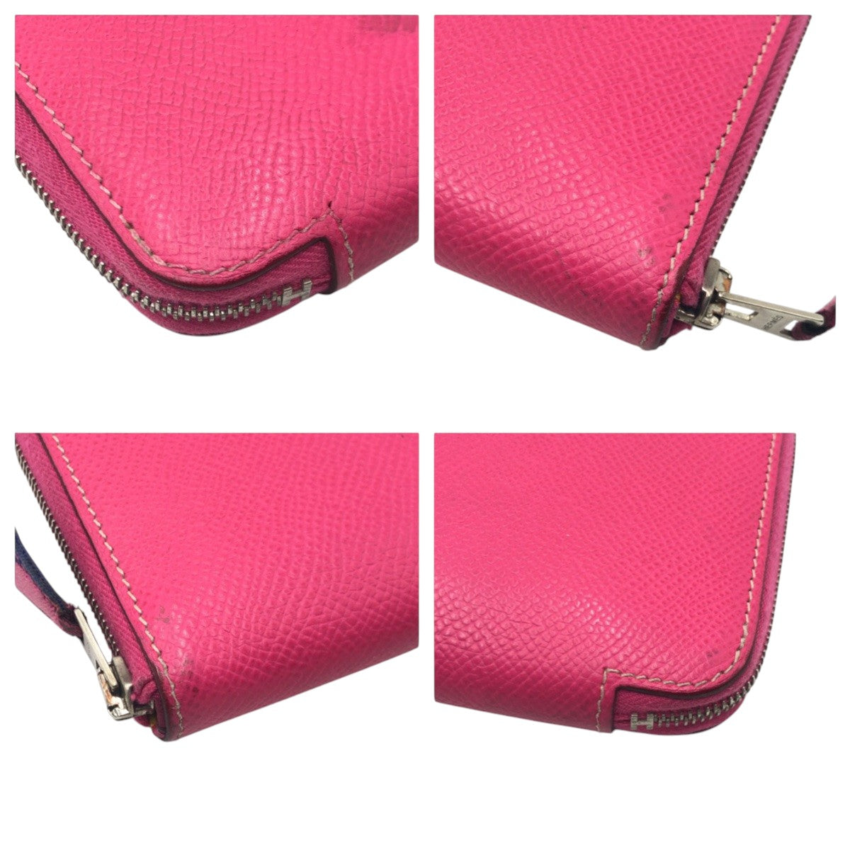 26279
HERMES エルメス アザップロング シルクイン ピンク ローズティリアン シルバー金具 ヴォーエプソン 長財布 ロングウォレット ラウンドファスナー □P刻印 レディース AB44