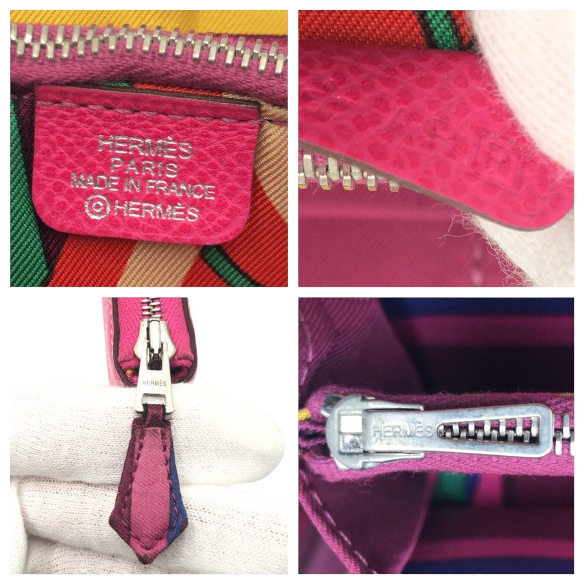 26279
HERMES エルメス アザップロング シルクイン ピンク ローズティリアン シルバー金具 ヴォーエプソン 長財布 ロングウォレット ラウンドファスナー □P刻印 レディース AB44