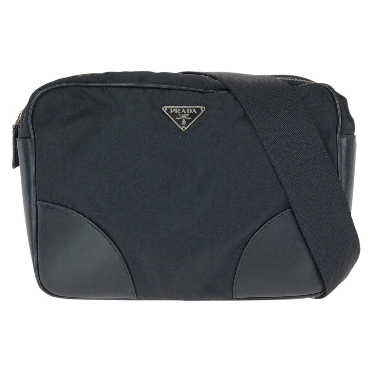 26280
PRADA プラダ テスート 三角ロゴプレート ブラック 黒 シルバー金具 ナイロン / レザー カメラバッグ ショルダーバッグ メッセンジャーバッグ メンズ ABP28