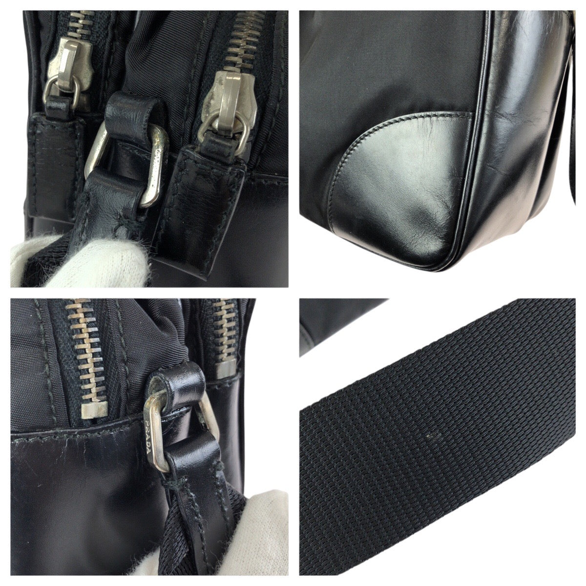 26280
PRADA プラダ テスート 三角ロゴプレート ブラック 黒 シルバー金具 ナイロン / レザー カメラバッグ ショルダーバッグ メッセンジャーバッグ メンズ ABP28