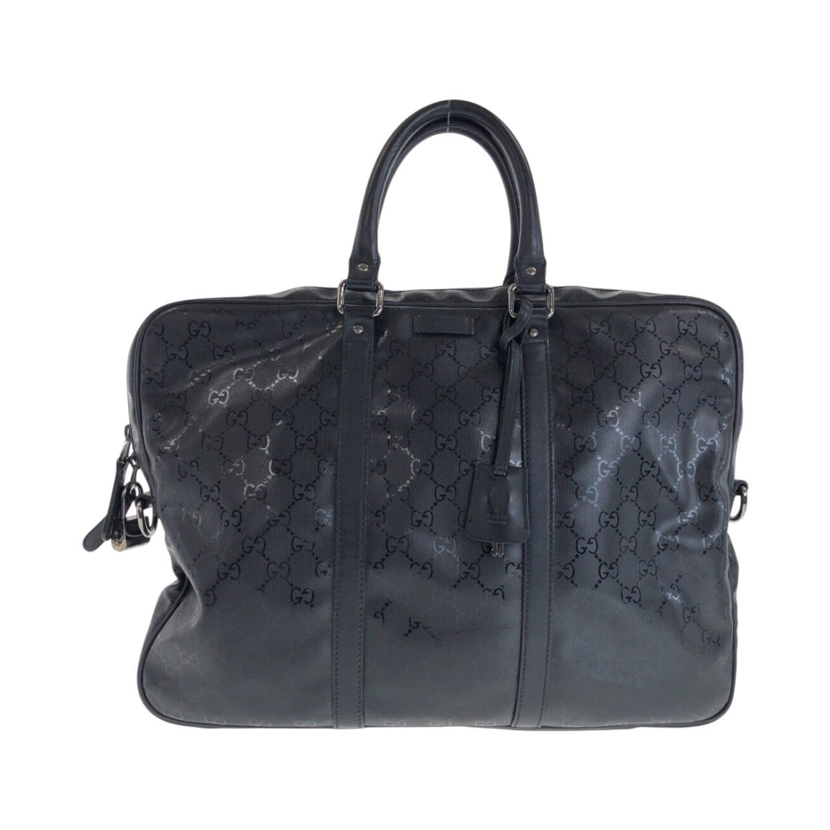 26281
GUCCI グッチ インプリメ ブラック 黒 シルバー金具 PVC 208463 ビジネスバッグ ブリーフケース トートバッグ メンズ AB42