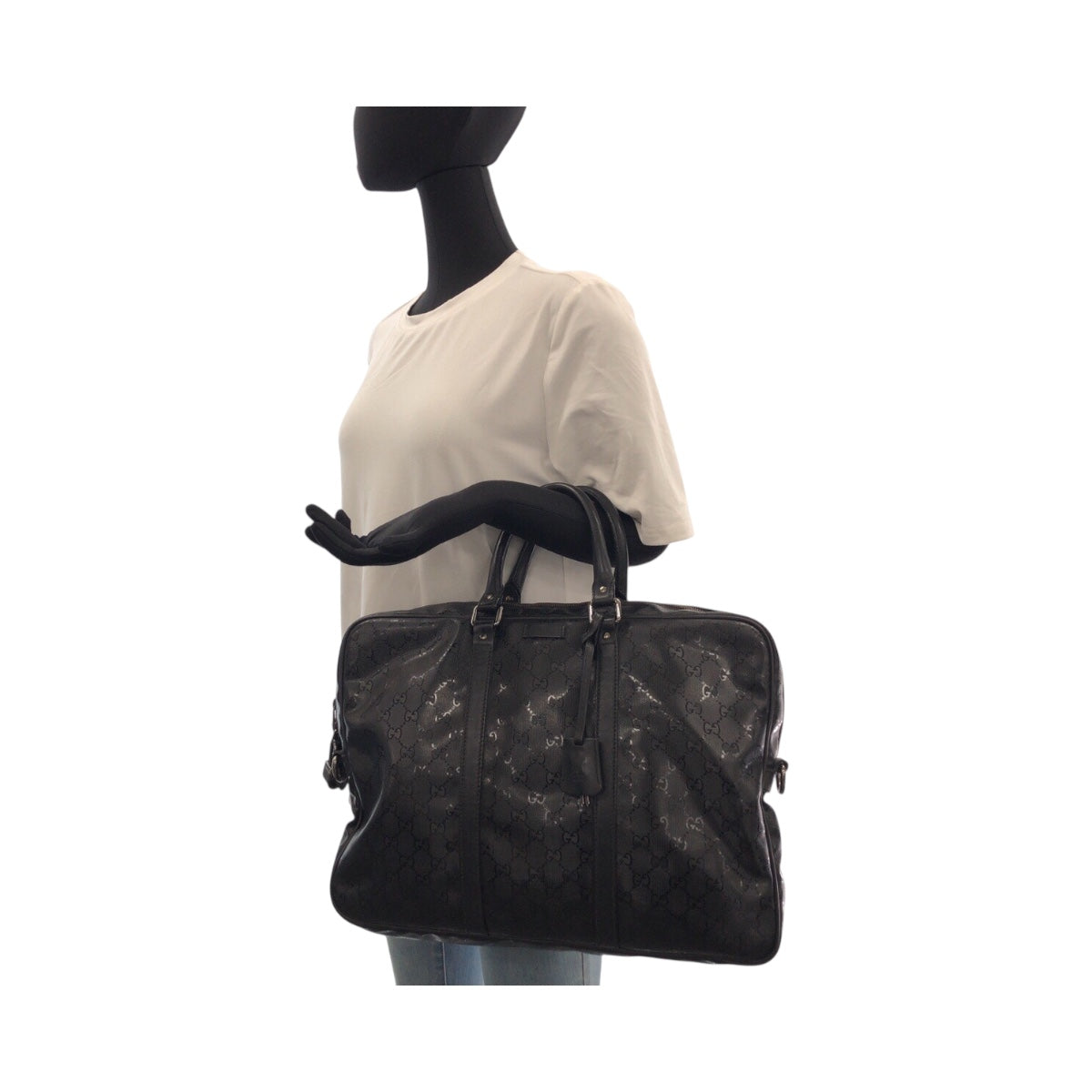 26281
GUCCI グッチ インプリメ ブラック 黒 シルバー金具 PVC 208463 ビジネスバッグ ブリーフケース トートバッグ メンズ AB42