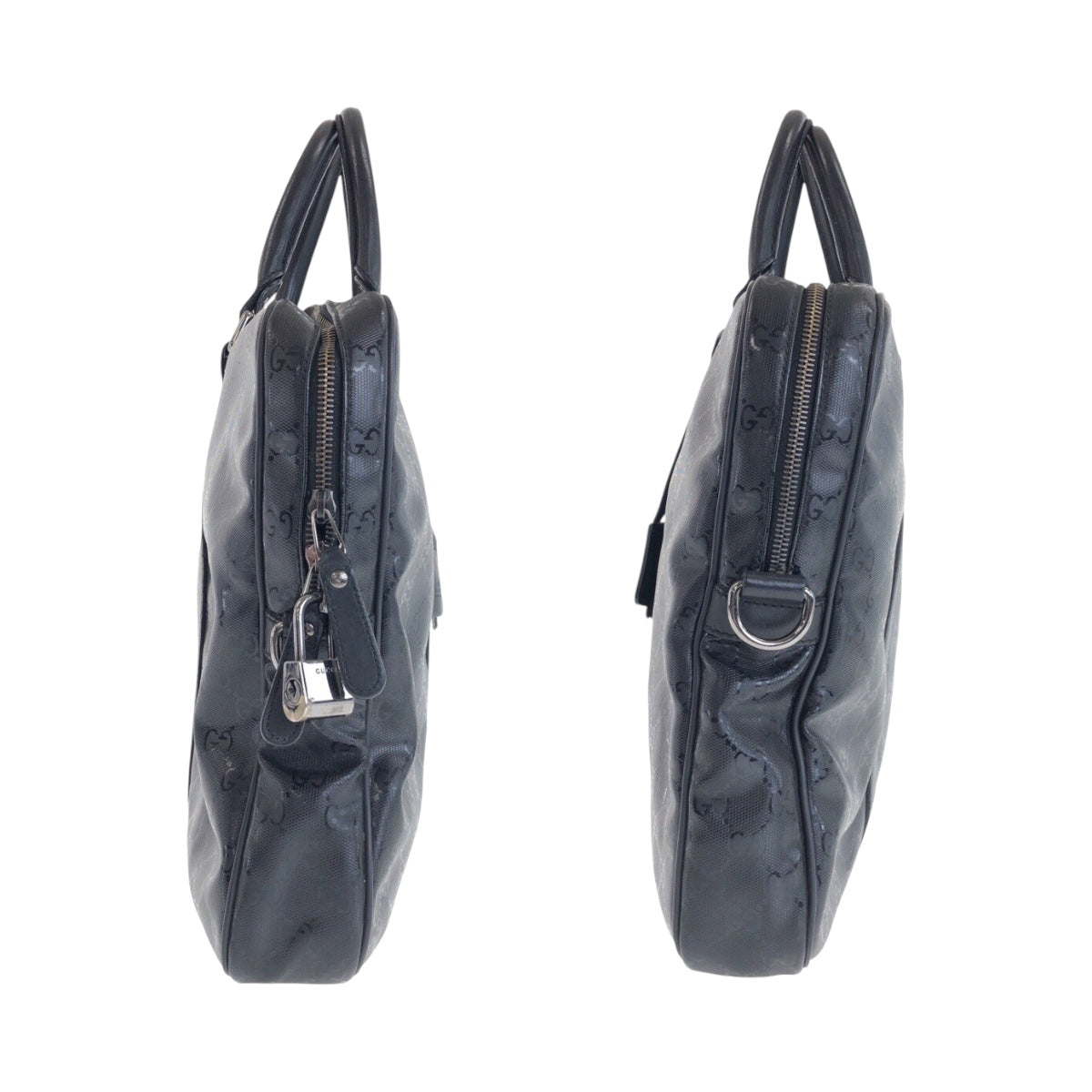 26281
GUCCI グッチ インプリメ ブラック 黒 シルバー金具 PVC 208463 ビジネスバッグ ブリーフケース トートバッグ メンズ AB42
