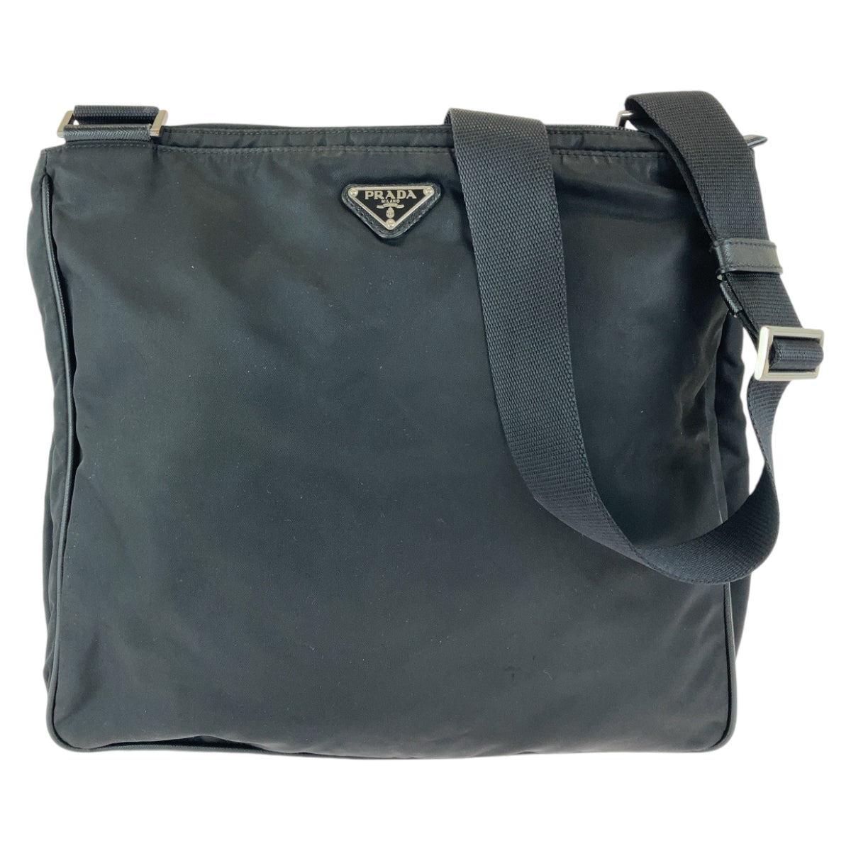 26282
PRADA プラダ テスート 三角ロゴプレート 男女兼用 ブラック 黒 シルバー金具 ナイロン ショルダーバッグ メッセンジャーバッグ メンズ AB40