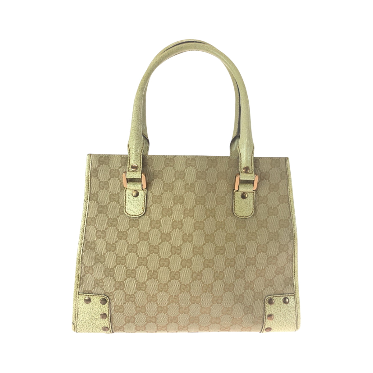 26283
GUCCI グッチ スタッズ ベージュ アイボリー ゴールド金具 GGキャンバス 124260 トートバッグ ハンドバッグ ショルダーバッグ レディース ABP40