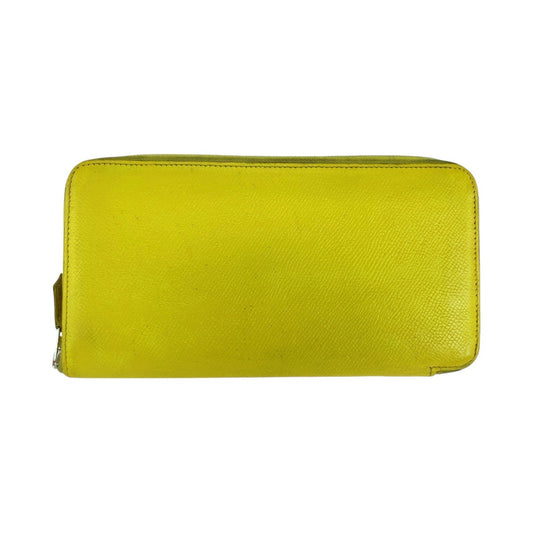 26285
HERMES エルメス アザップロング シルクイン ライトイエロー シルバー金具 ヴォーエプソン 長財布 ロングウォレット □Q刻印 レディース AB40