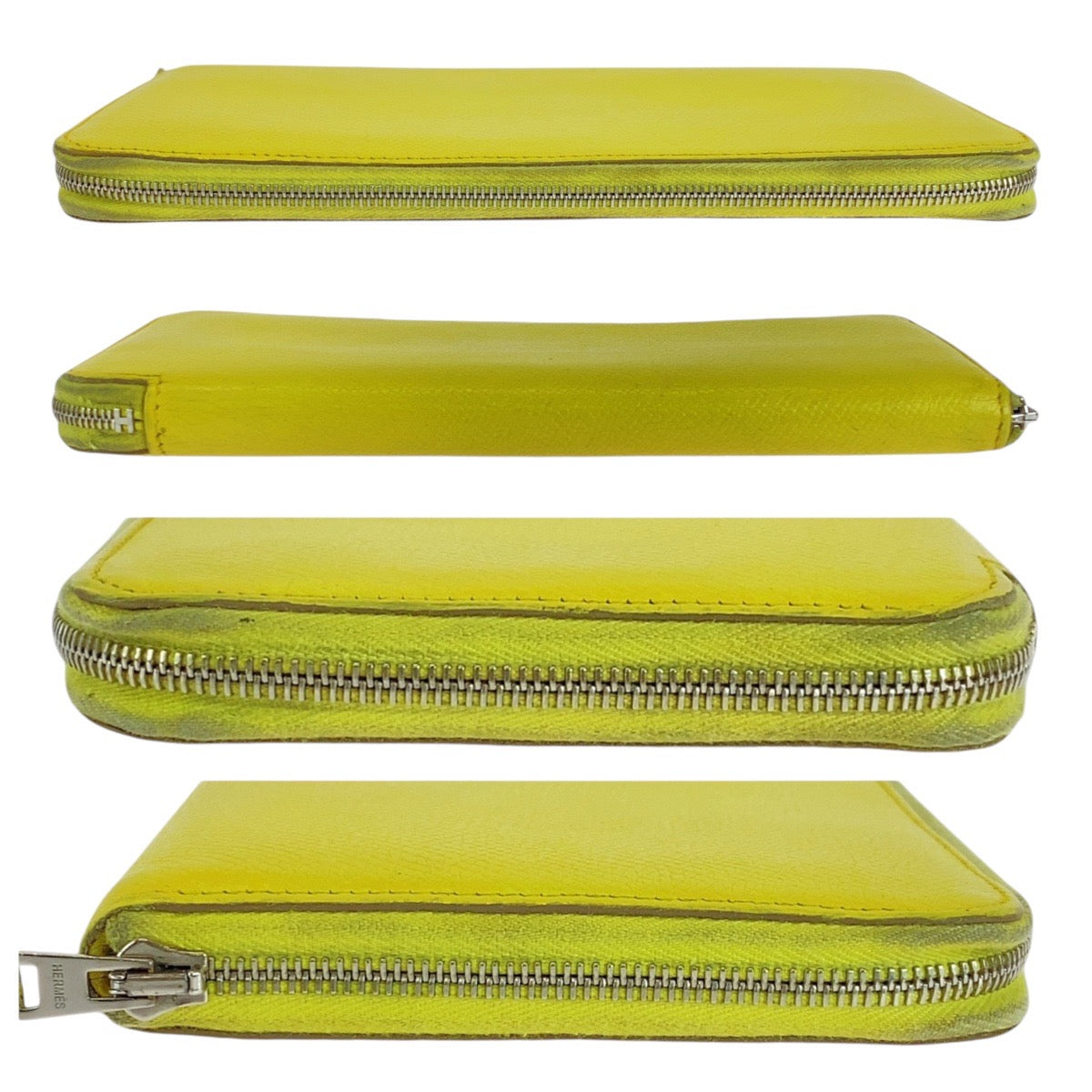 26285
HERMES エルメス アザップロング シルクイン ライトイエロー シルバー金具 ヴォーエプソン 長財布 ロングウォレット □Q刻印 レディース AB40