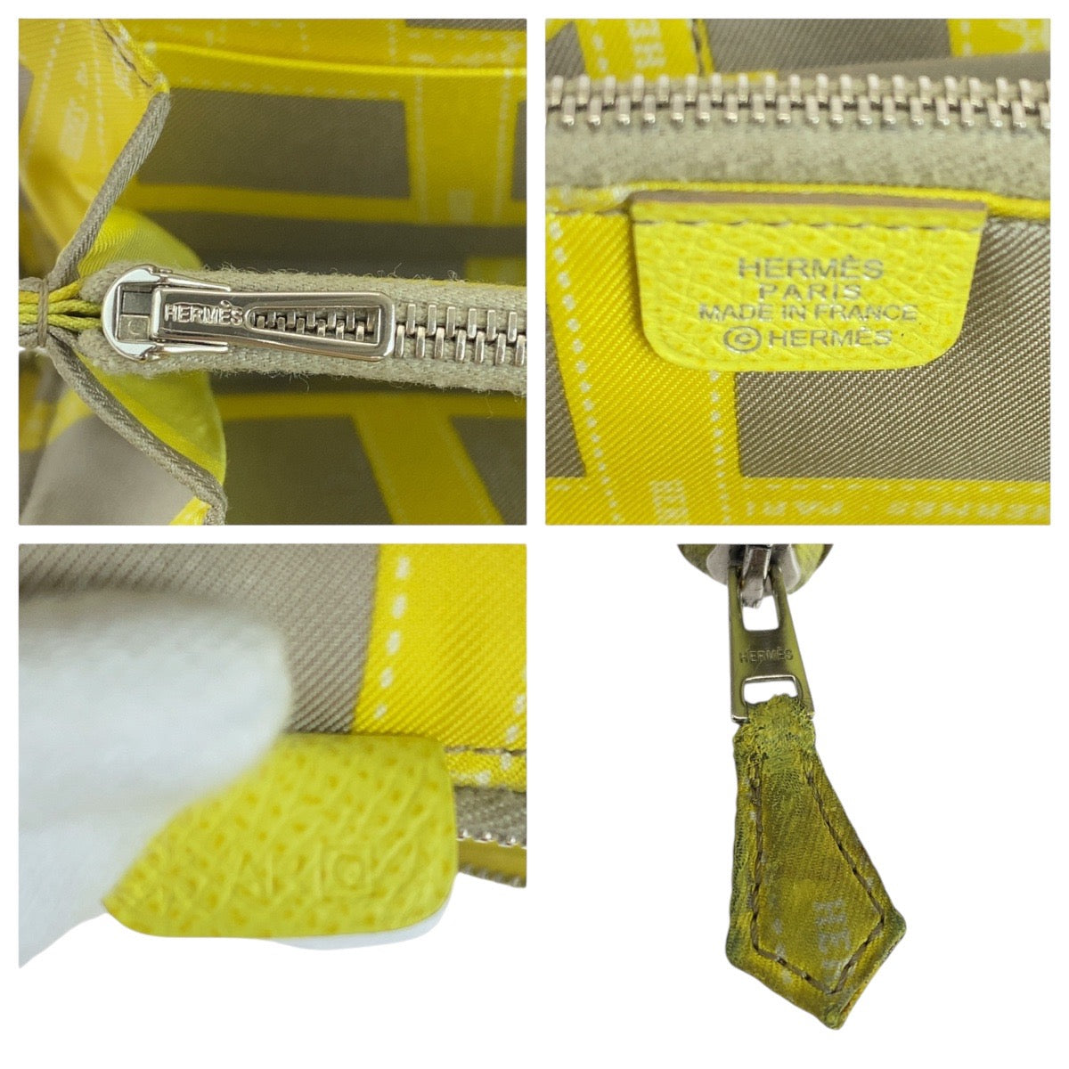 26285
HERMES エルメス アザップロング シルクイン ライトイエロー シルバー金具 ヴォーエプソン 長財布 ロングウォレット □Q刻印 レディース AB40