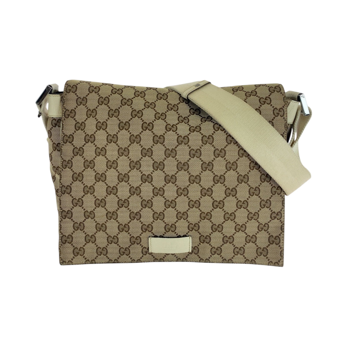 26286
GUCCI グッチ ベージュ アイボリー シルバー金具 GGキャンバス 146236 斜め掛け ショルダーバッグ メッセンジャーバッグ メンズ ABP40