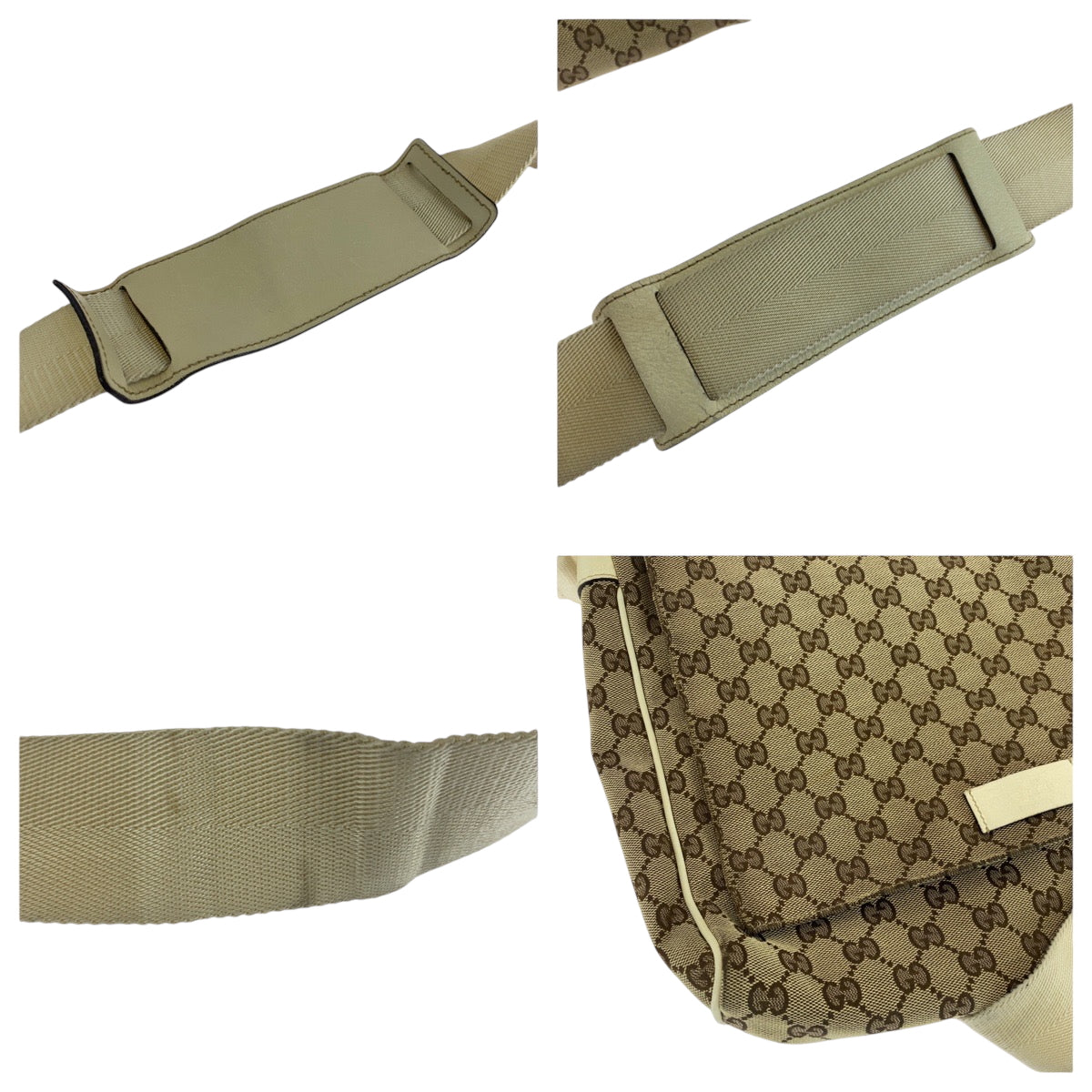 26286
GUCCI グッチ ベージュ アイボリー シルバー金具 GGキャンバス 146236 斜め掛け ショルダーバッグ メッセンジャーバッグ メンズ ABP40