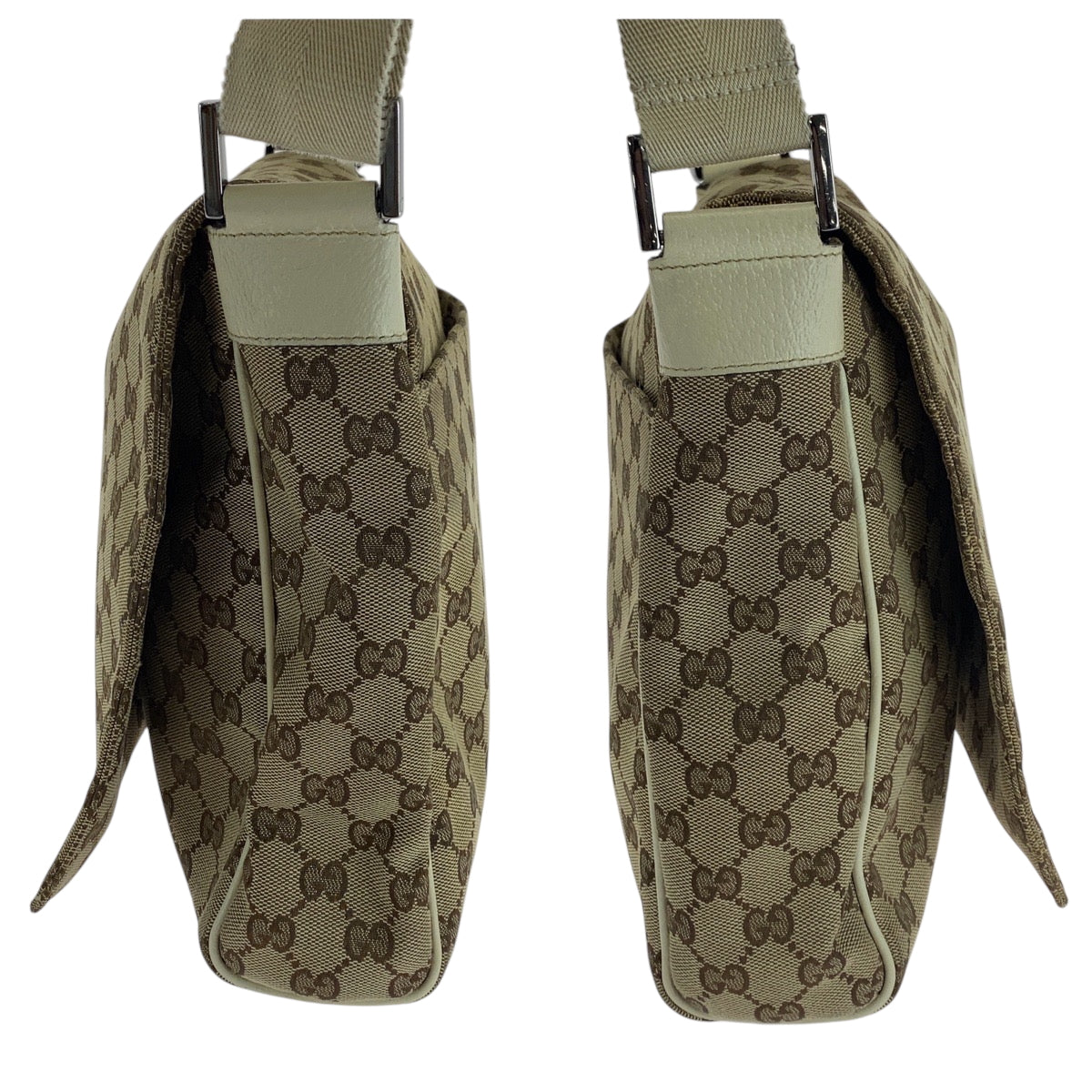 26286
GUCCI グッチ ベージュ アイボリー シルバー金具 GGキャンバス 146236 斜め掛け ショルダーバッグ メッセンジャーバッグ メンズ ABP40