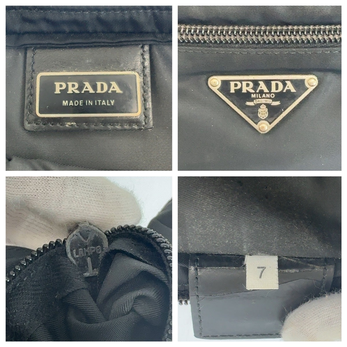 26288
PRADA プラダ テスート 三角ロゴプレート ブラック 黒 シルバー金具 ナイロン 斜め掛け ショルダーバッグ ポシェット メンズ ABP26