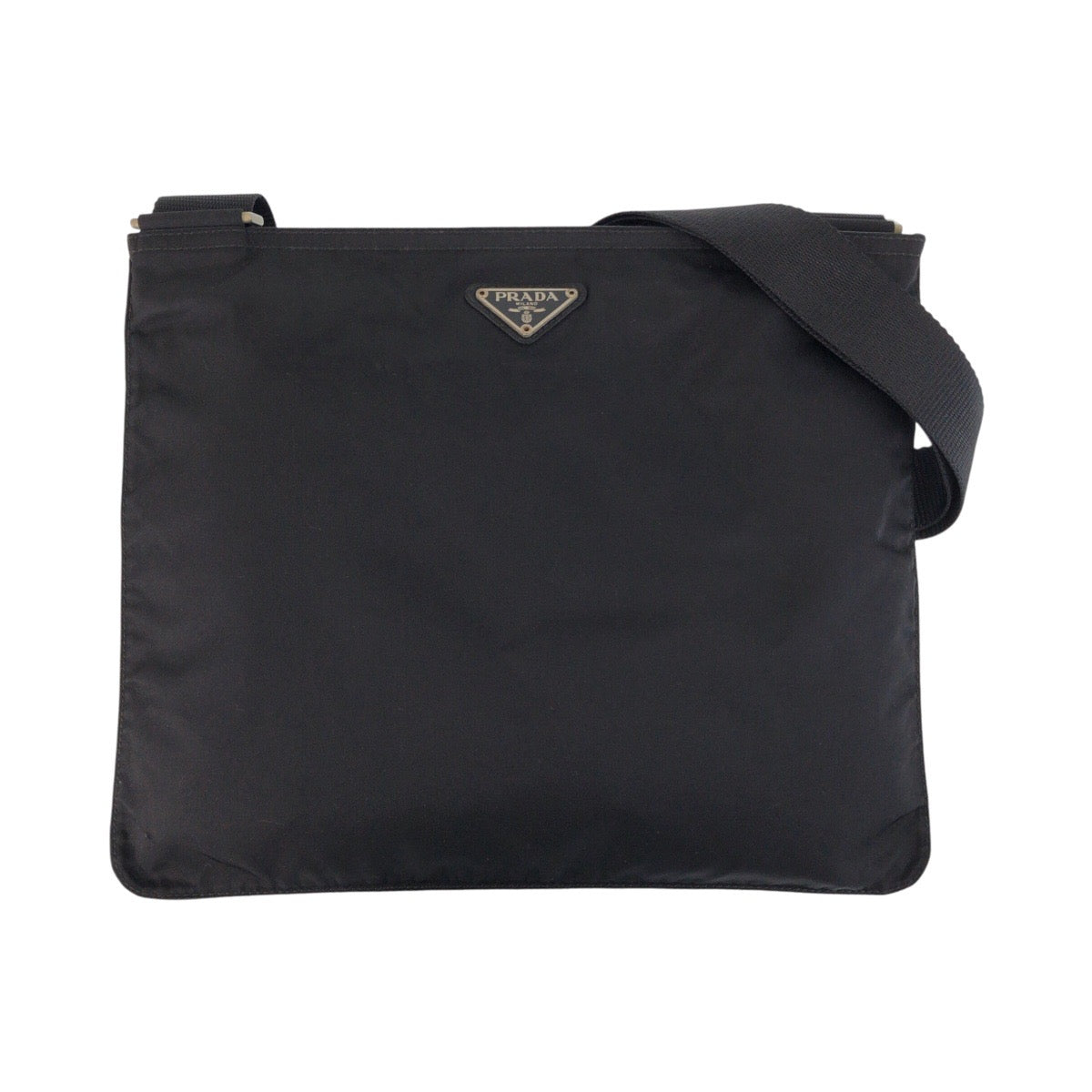 26289
PRADA プラダ テスート 三角ロゴプレート ブラック 黒 シルバー金具 ナイロン ショルダーバッグ メッセンジャーバッグ メンズ ABP34