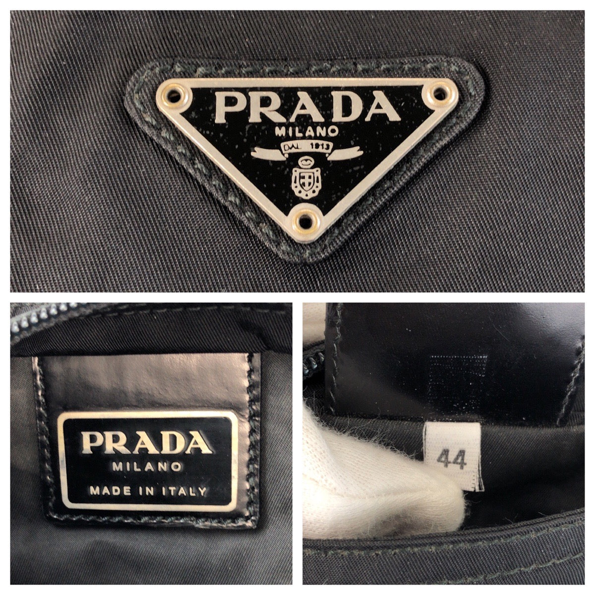 26289
PRADA プラダ テスート 三角ロゴプレート ブラック 黒 シルバー金具 ナイロン ショルダーバッグ メッセンジャーバッグ メンズ ABP34