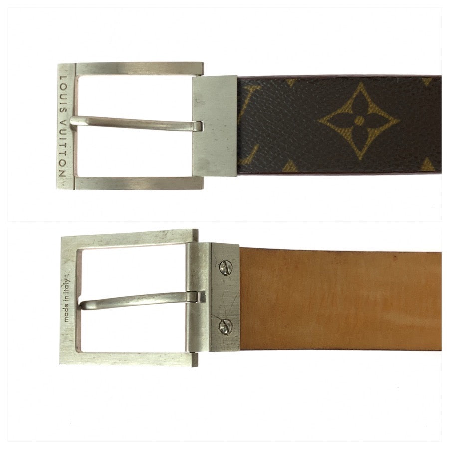 26389
LOUIS VUITTON ルイヴィトン モノグラムライン サイズ90cm/36インチ ブラウン シルバー金具 PVC / メタル ベルト メンズ AB15