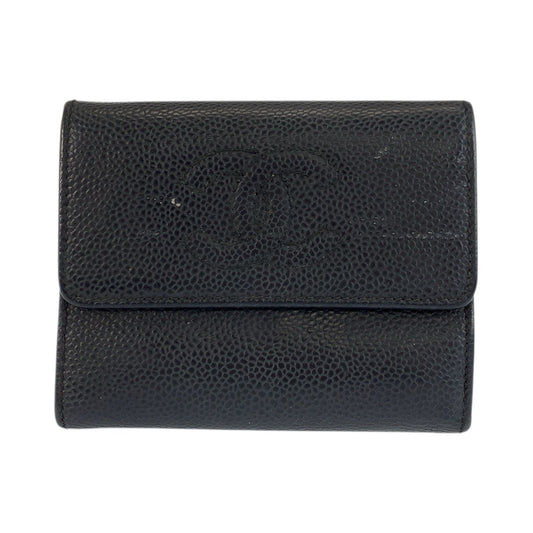 26293
CHANEL シャネル ココマーク ブラック 黒 レザー 折り財布 コンパクトウォレット レディース AB28