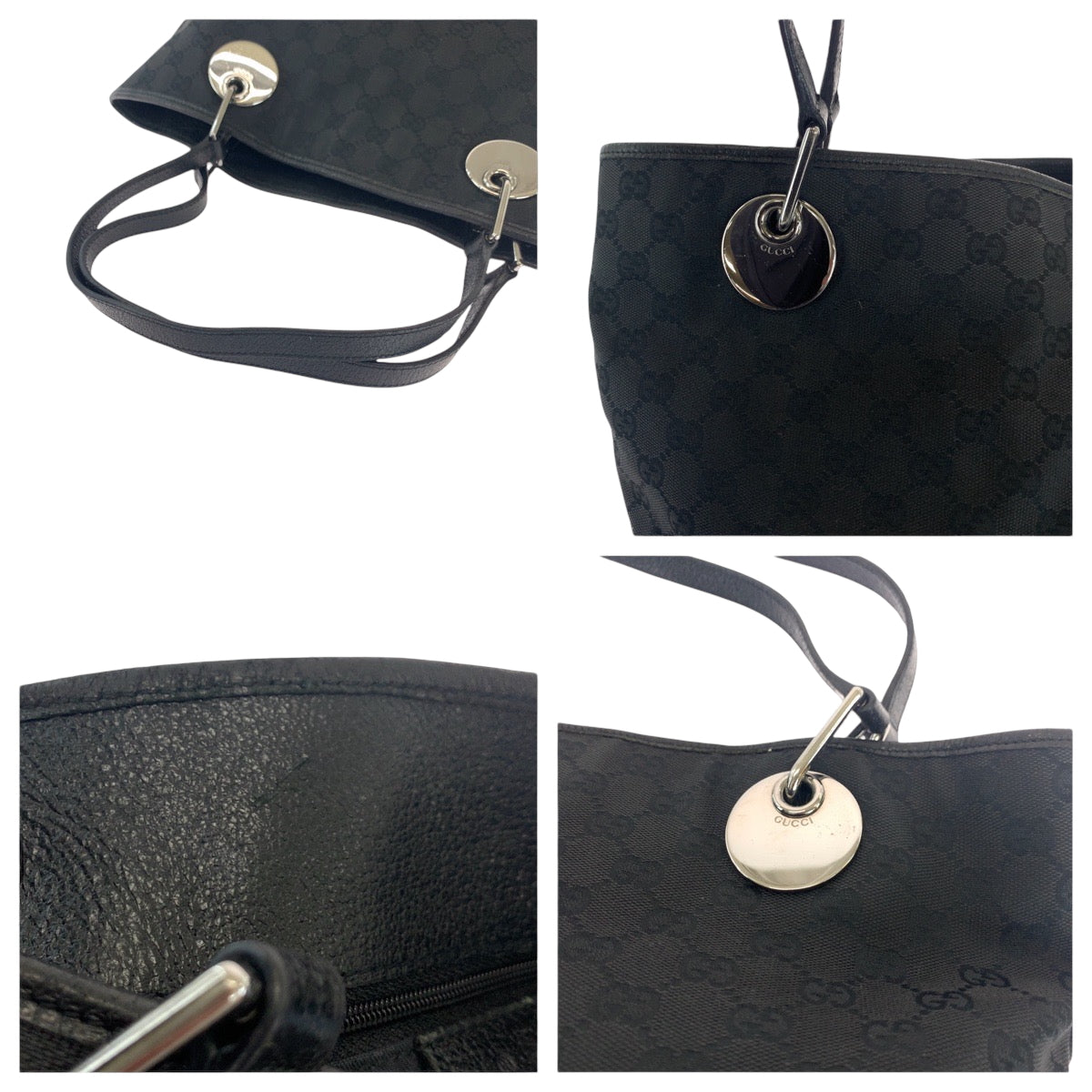 26300
GUCCI グッチ ブラック 黒 シルバー金具 GGキャンバス 10836 トートバッグ ショルダーバッグ レディース ABP35
