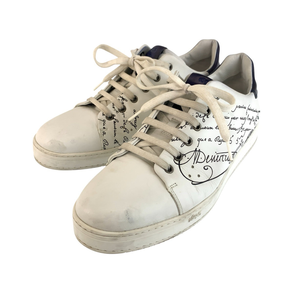 26307
Berluti ベルルッティ プレイタイムスクリット レザースニーカー サイズ11 ホワイト ネイビー レザー スニーカー ローカット レースアップ メンズ ABP56