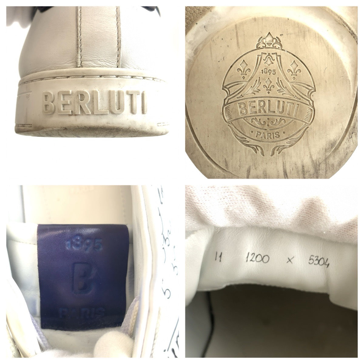 26307
Berluti ベルルッティ プレイタイムスクリット レザースニーカー サイズ11 ホワイト ネイビー レザー スニーカー ローカット レースアップ メンズ ABP56