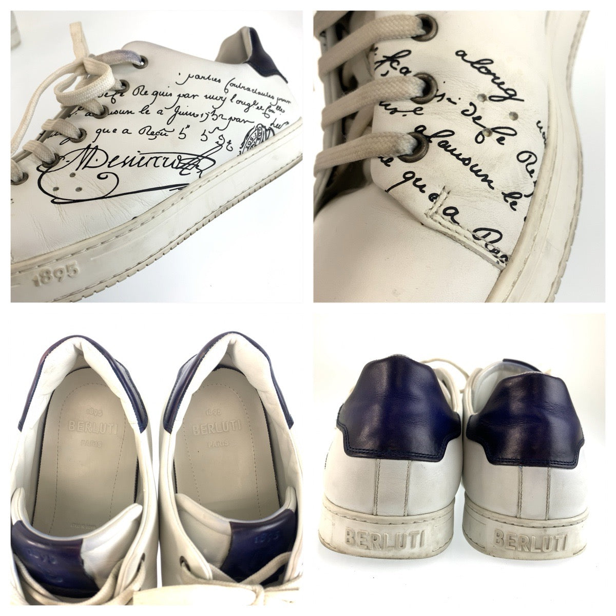 26307
Berluti ベルルッティ プレイタイムスクリット レザースニーカー サイズ11 ホワイト ネイビー レザー スニーカー ローカット レースアップ メンズ ABP56