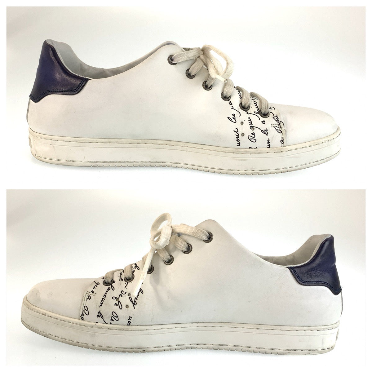 26307
Berluti ベルルッティ プレイタイムスクリット レザースニーカー サイズ11 ホワイト ネイビー レザー スニーカー ローカット レースアップ メンズ ABP56