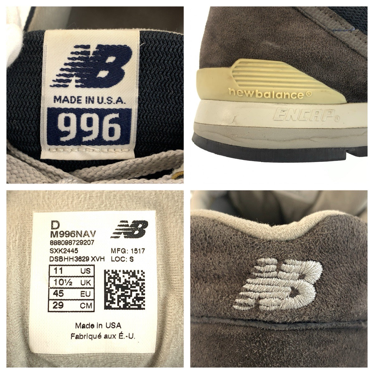 26311
NEW BALANCE ニューバランス 996 サイズ11 ネイビー グレー スウェード / ラバー M996NAV スニーカー ローカット レースアップ メンズ B5