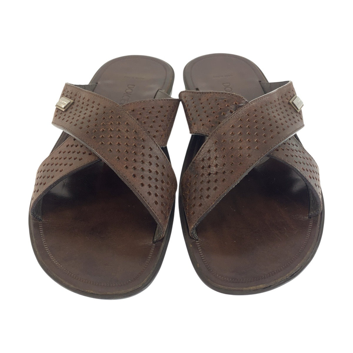 26316
DOLCE&GABBANA ドルチェアンドガッバーナ クロスストラップ サイズ7(表記7ですが28cm相当です） ブラウン レザー / パンチングレザー CH2975-A6173 サンダル メンズ AB10
