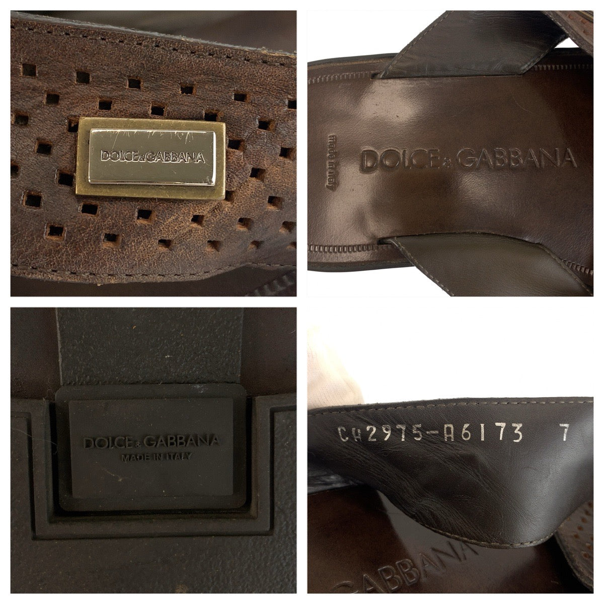 26316
DOLCE&GABBANA ドルチェアンドガッバーナ クロスストラップ サイズ7(表記7ですが28cm相当です） ブラウン レザー / パンチングレザー CH2975-A6173 サンダル メンズ AB10