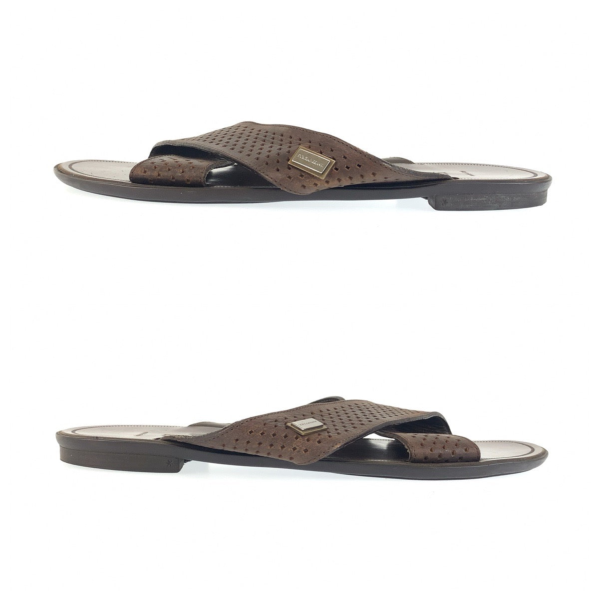 26316
DOLCE&GABBANA ドルチェアンドガッバーナ クロスストラップ サイズ7(表記7ですが28cm相当です） ブラウン レザー / パンチングレザー CH2975-A6173 サンダル メンズ AB10