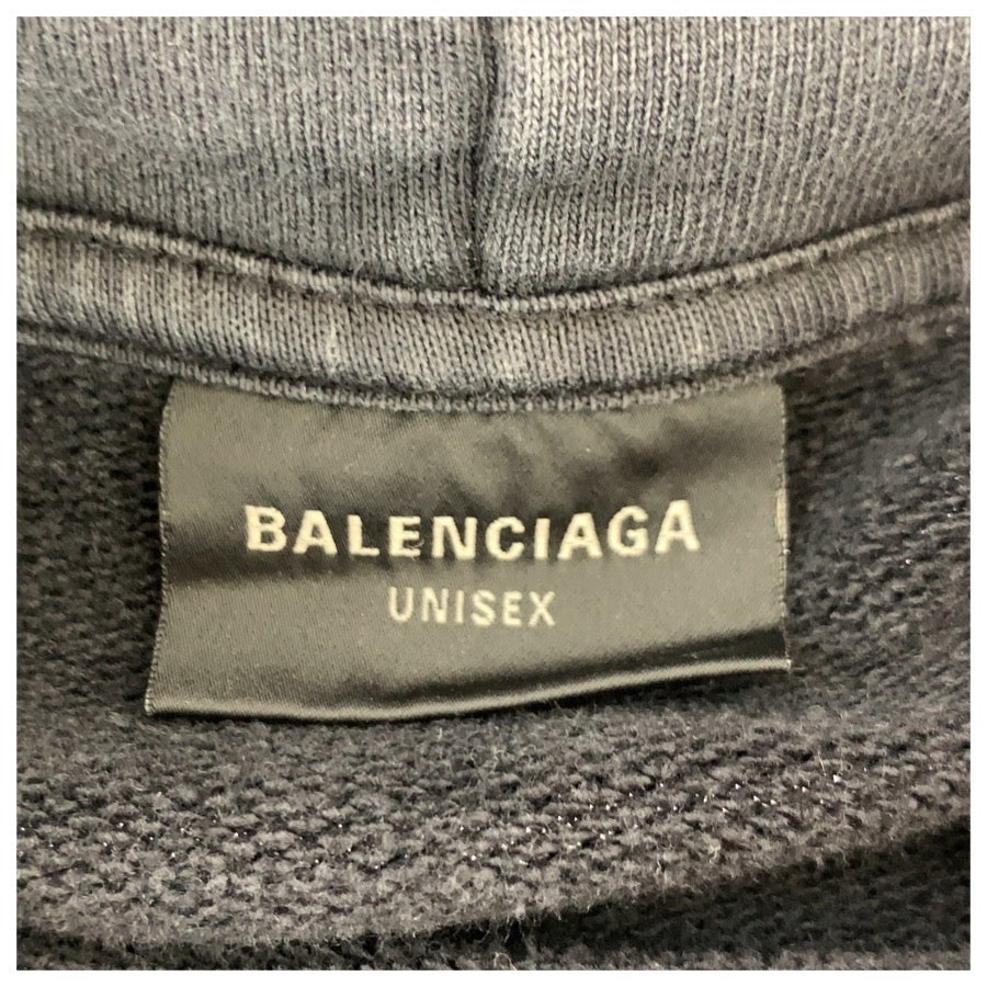 26317
BALENCIAGA バレンシアガ BALENCIAGA SNBN ラージフィット フーディ サイズ３ ブラック グレー パープル コットン 739024 パーカー プル プルオーバーパーカー メンズ A63
