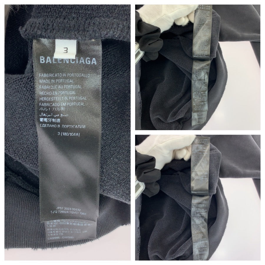 26317
BALENCIAGA バレンシアガ BALENCIAGA SNBN ラージフィット フーディ サイズ３ ブラック グレー パープル コットン 739024 パーカー プル プルオーバーパーカー メンズ A63
