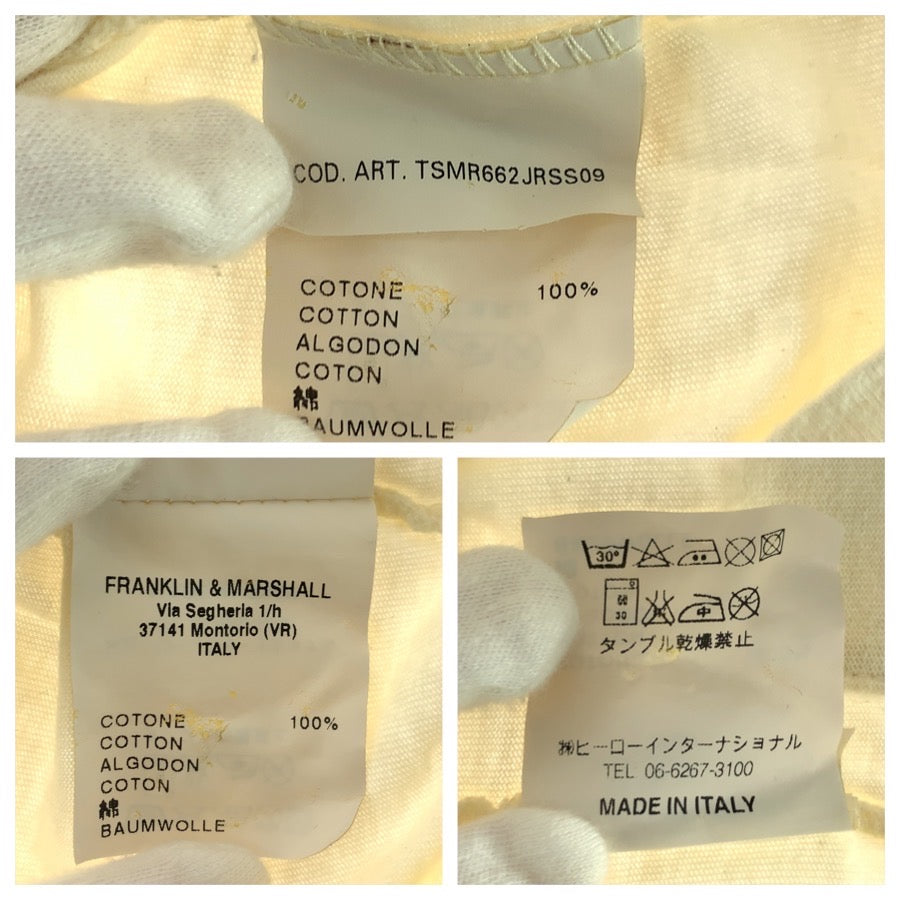 26321
FRANKLIN&MARSHALL フランクリンマーシャル サイズSMALL オフホワイト ブルー コットン 半袖Ｔシャツ カットソー メンズ AB2