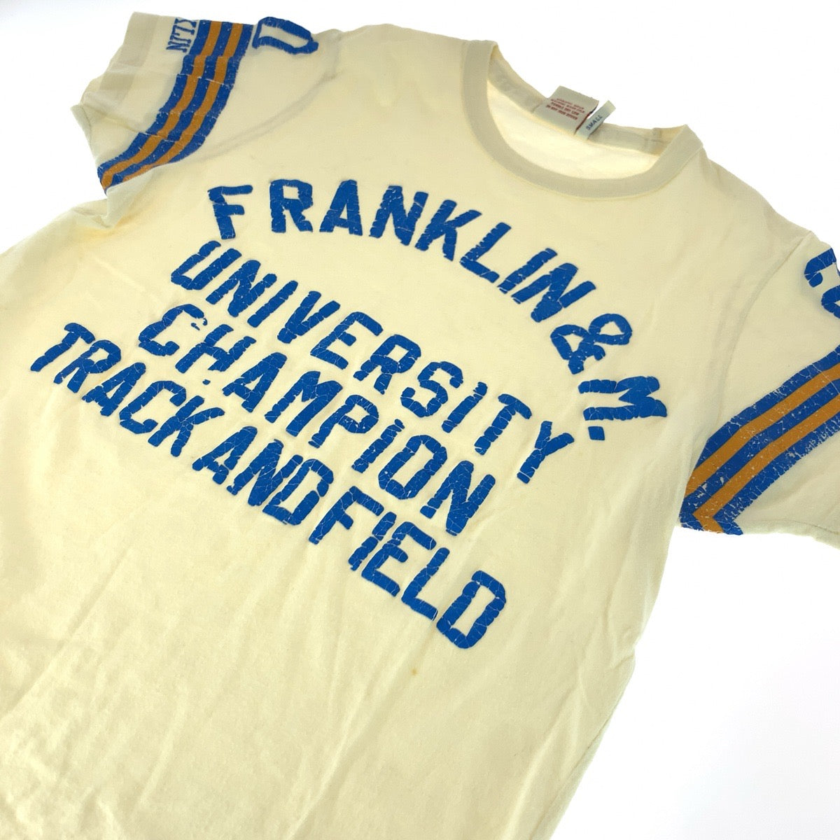 26321
FRANKLIN&MARSHALL フランクリンマーシャル サイズSMALL オフホワイト ブルー コットン 半袖Ｔシャツ カットソー メンズ AB2