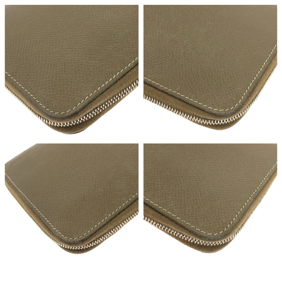 26328
HERMES エルメス アザップ シルクイン エトゥープ グレージュ シルバー金具 ヴォーエプソン / シルク 長財布 ラウンドファスナー □O刻印 レディース AB35