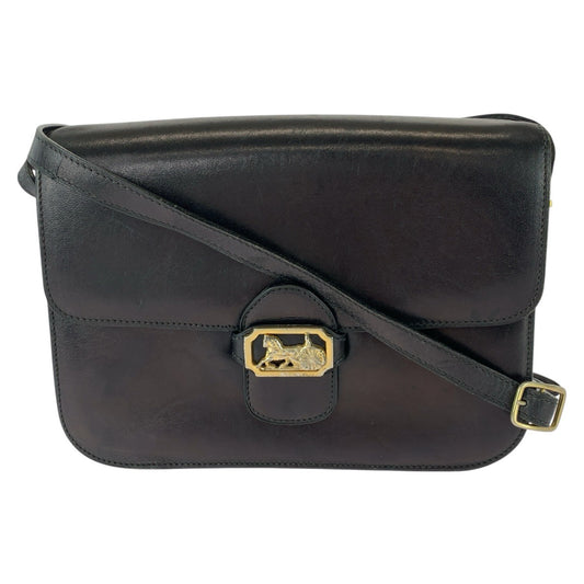 26332
CELINE セリーヌ ヴィンテージ 馬車金具 ホースキャリッジ ブラック 黒 ゴールド金具 レザー / メッキ ショルダーバッグ レディース AB42