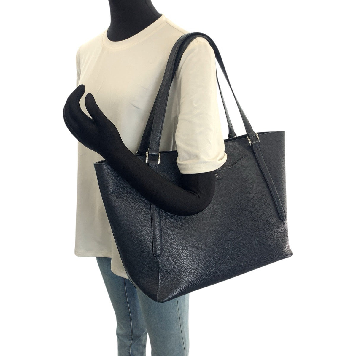 26333
PELLE MORBIDA ペッレモルビダ コローレ ネイビー シルバー金具 レザー トートバッグ ショルダーバッグ レディース ABP15