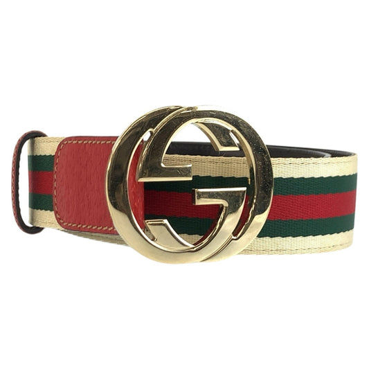 26334
GUCCI グッチ シェリーライン インターロッキング 75cm/30インチ マルチカラー ゴールド金具 キャンバス 114876 ベルト レディース ABP21