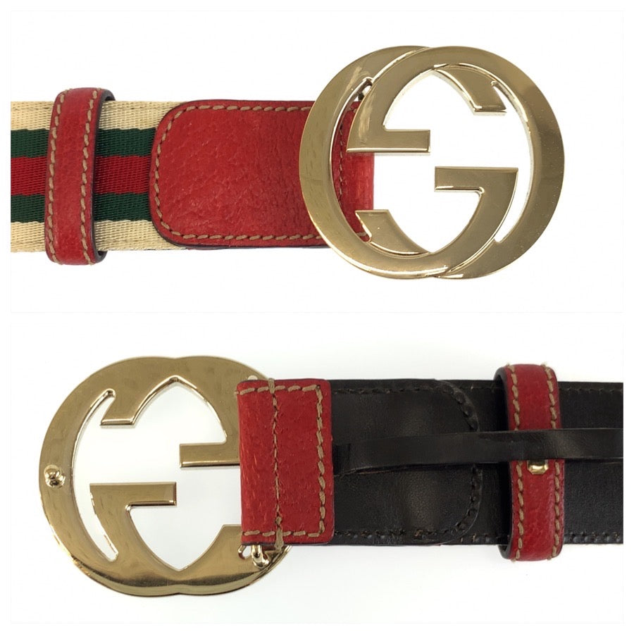 26334
GUCCI グッチ シェリーライン インターロッキング 75cm/30インチ マルチカラー ゴールド金具 キャンバス 114876 ベルト レディース ABP21