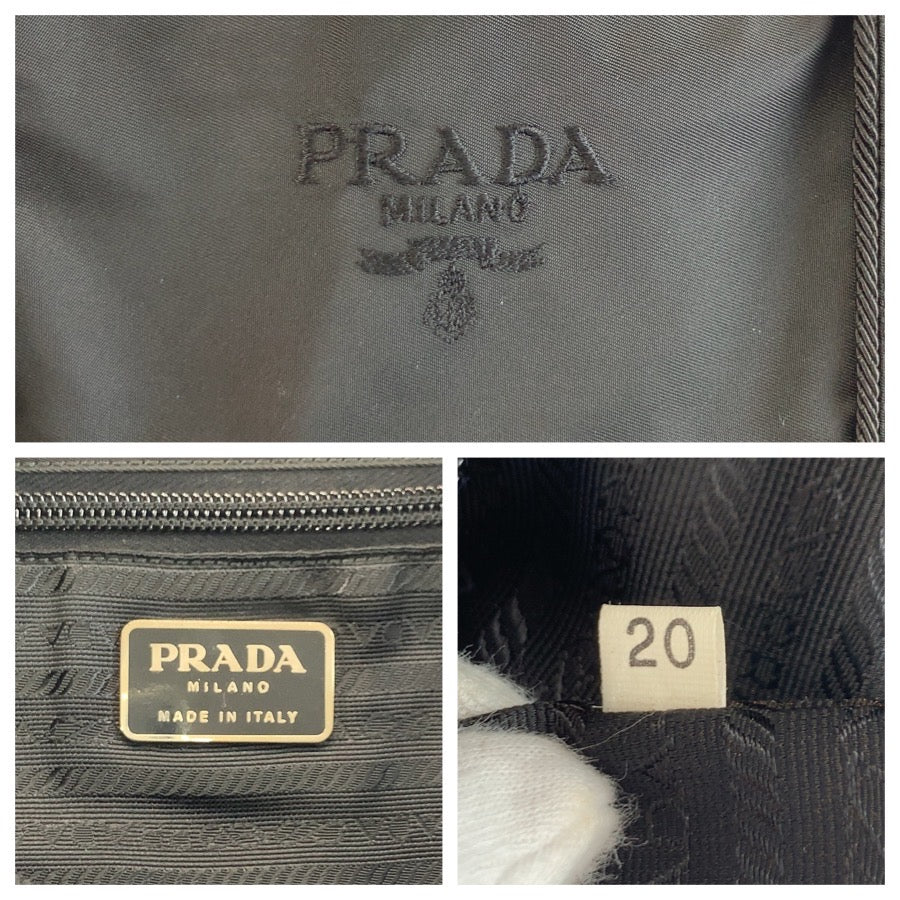 26335
PRADA プラダ テスート ロゴ刺繍 ブラック 黒 ナイロン トートバッグ ショルダーバッグ レディース ABP35