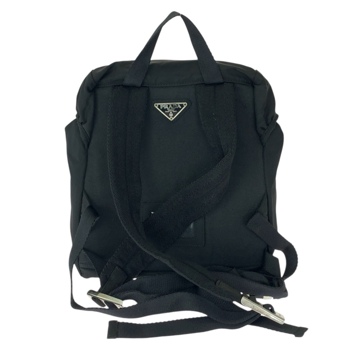26338
PRADA プラダ テスート 三角ロゴプレート ブラック 黒 シルバー金具 ナイロン リュックサック バックパック レディース ABP40
