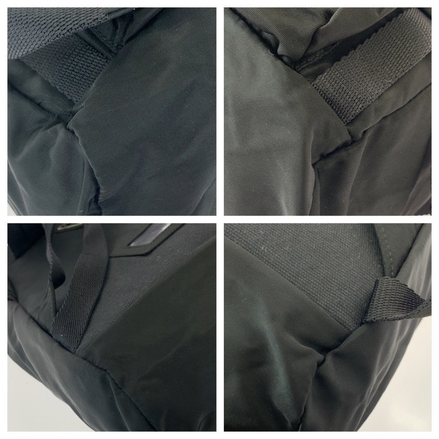 26338
PRADA プラダ テスート 三角ロゴプレート ブラック 黒 シルバー金具 ナイロン リュックサック バックパック レディース ABP40
