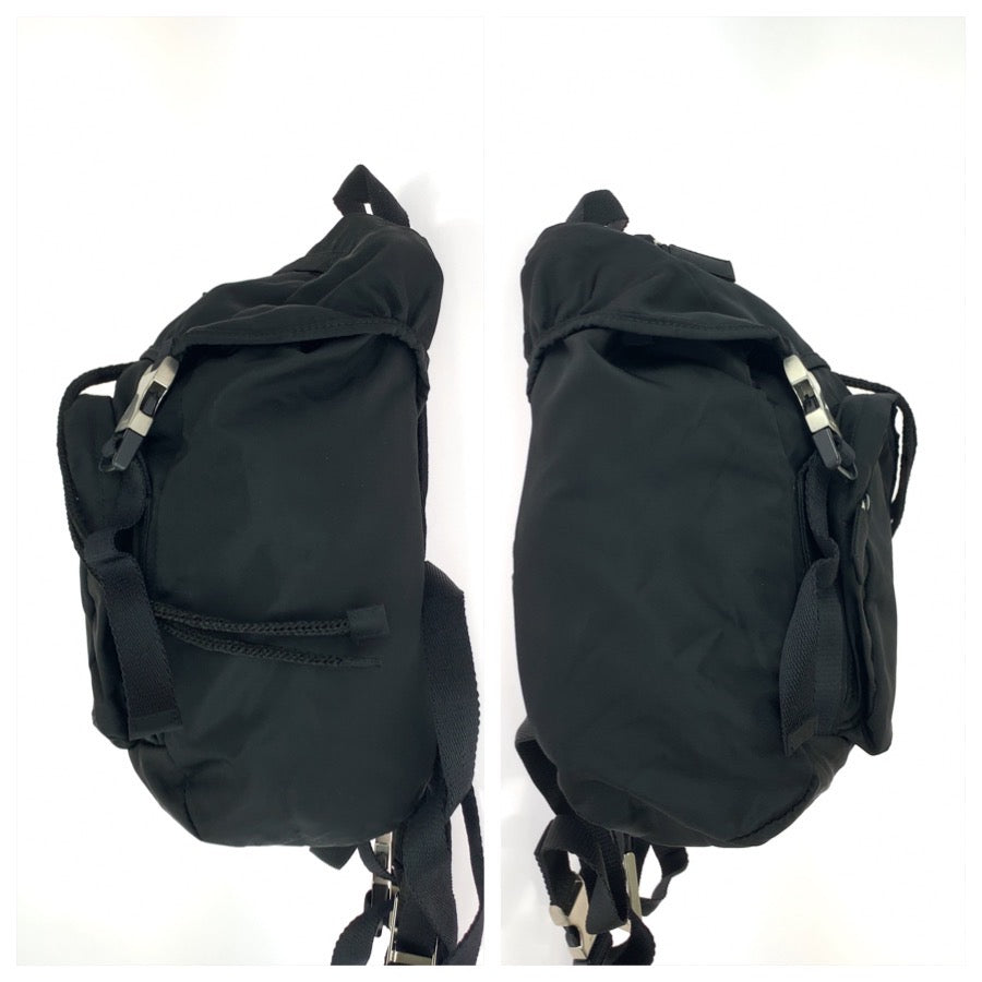 26338
PRADA プラダ テスート 三角ロゴプレート ブラック 黒 シルバー金具 ナイロン リュックサック バックパック レディース ABP40