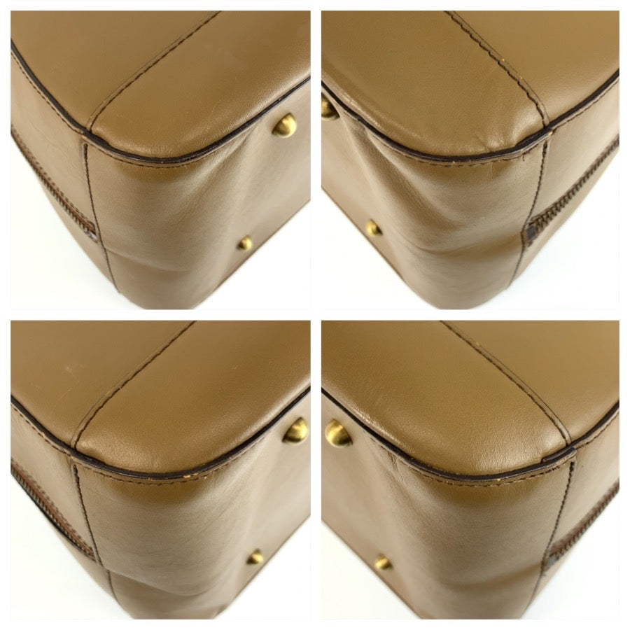 26340
BURBERRY バーバリー 中チェック柄 ブラウン ゴールド金具 レザー ハンドバッグ レディース ABP28