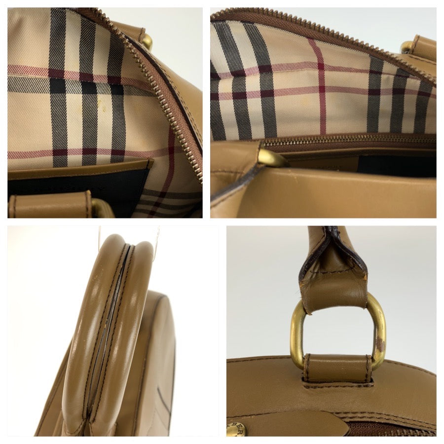 26340
BURBERRY バーバリー 中チェック柄 ブラウン ゴールド金具 レザー ハンドバッグ レディース ABP28