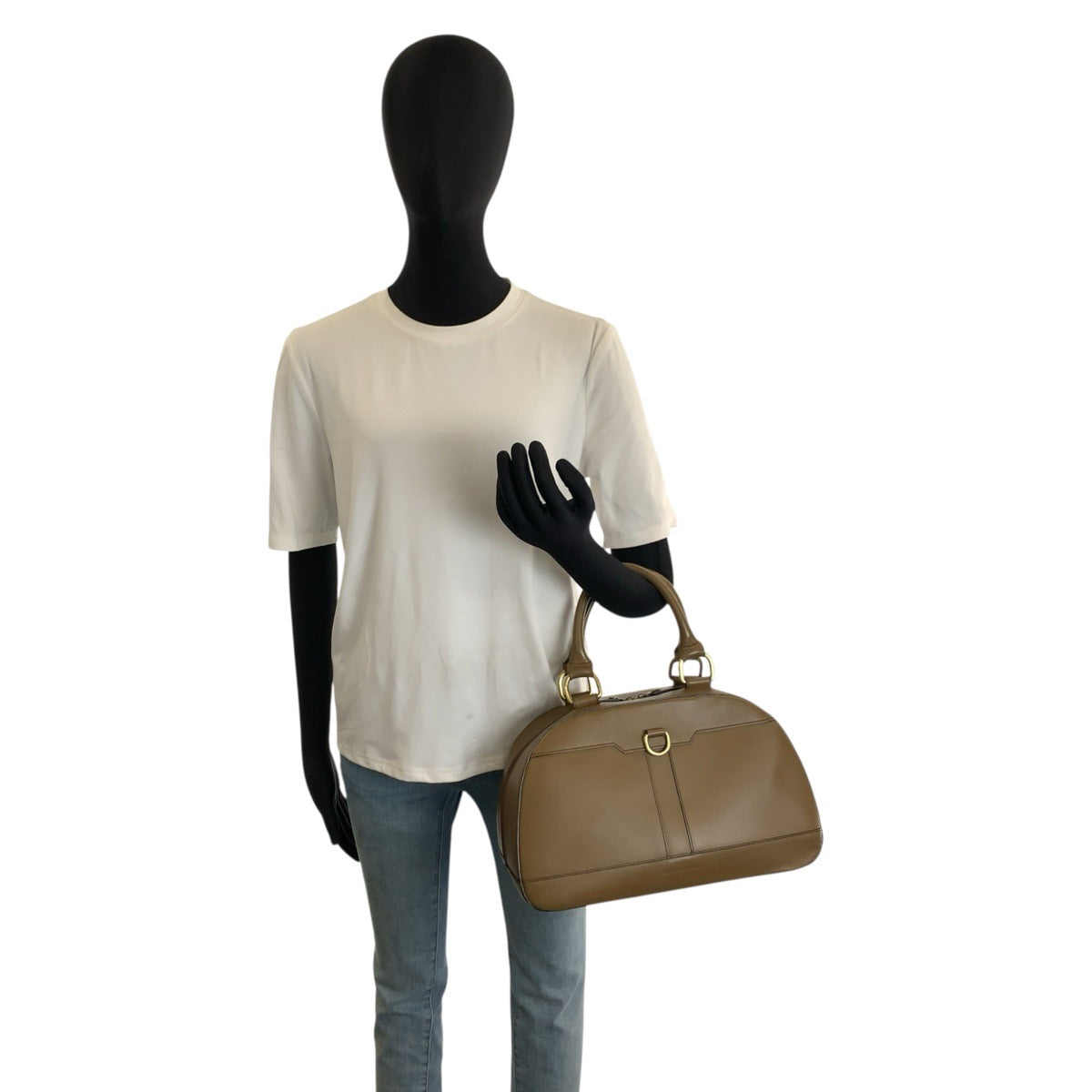 26340
BURBERRY バーバリー 中チェック柄 ブラウン ゴールド金具 レザー ハンドバッグ レディース ABP28